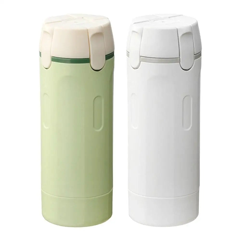 PackOne Quiet Green and Current Grey travel dispensers